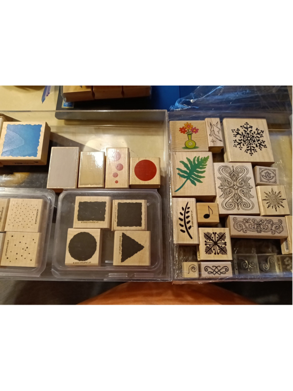 Stampin' Up & others Wooden Rubber Stamps Set Of 42 plus a block nature music